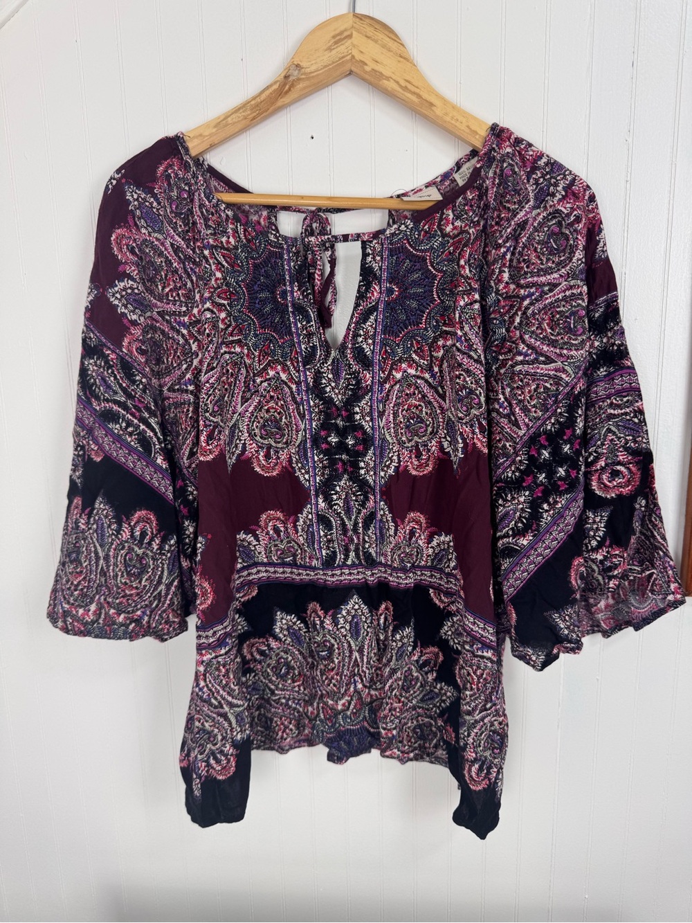 Daytrip Boho Paisley Print Bell Sleeve Blouse